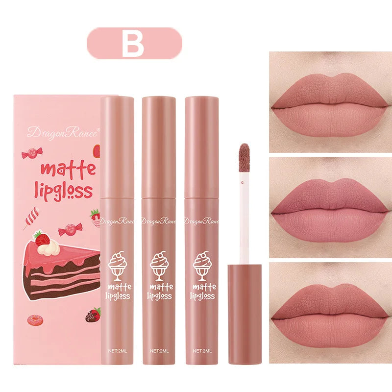 Kit 3 Rouges à Lèvres Liquides Matte — Longue Tenue &amp; Waterproof