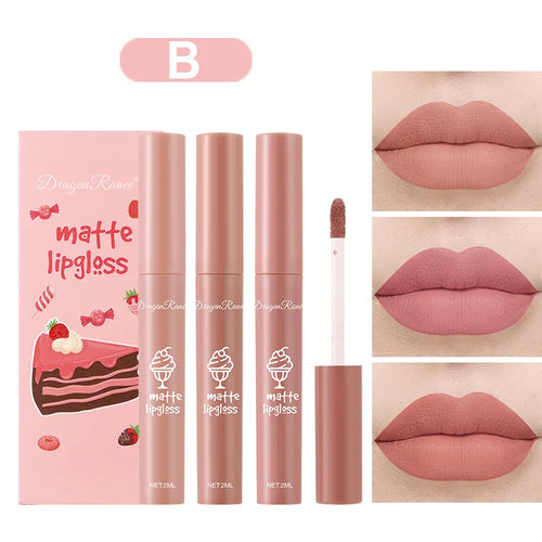 Kit 3 Rouges à Lèvres Liquides Matte — Longue Tenue &amp; Waterproof