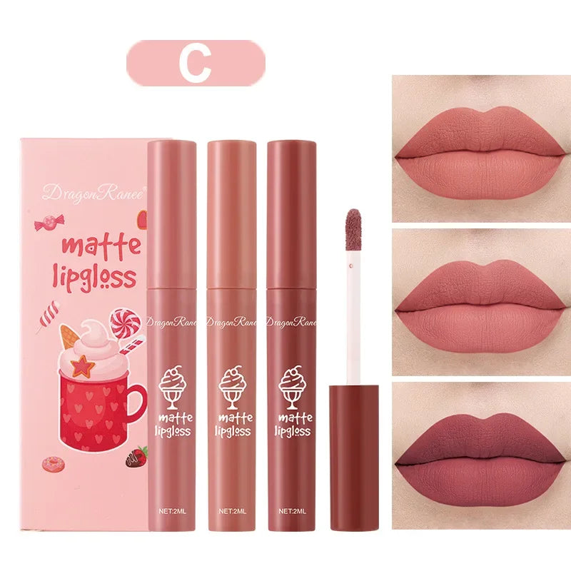 Kit 3 Rouges à Lèvres Liquides Matte — Longue Tenue &amp; Waterproof