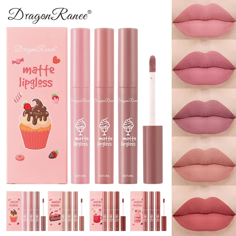 Kit 3 Rouges à Lèvres Liquides Matte — Longue Tenue &amp; Waterproof