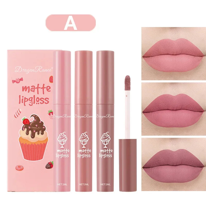 Kit 3 Rouges à Lèvres Liquides Matte — Longue Tenue &amp; Waterproof